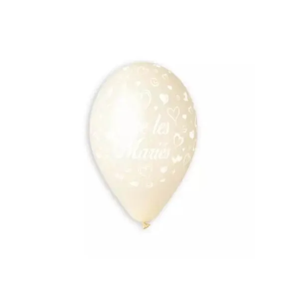 10 Ballons " Vive les mariés " Ivoire