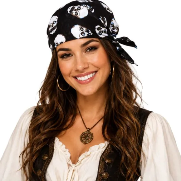 Bandana noir de Pirate avec têtes de mort
