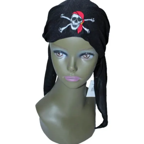 Bandeau de Pirate en tissu - Noir - Tête de Mort