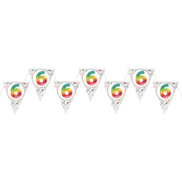 Banderole de 7 fanions pour anniversaire - 3 m - Collection Anni' Festy - Âge au choix
