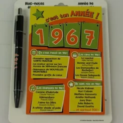 Bloc-notes et Stylo Année de naissance 1967