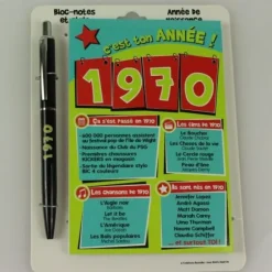 Bloc-notes et Stylo Année de naissance 1970
