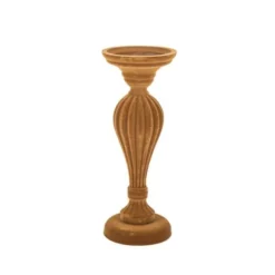 Bougeoir Baroque velours kaki - 28 x 10,5 cm