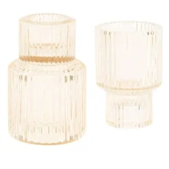 Bougeoir double en verre - Antonio - 5,5 x 8,5 cm - Couleur au choix