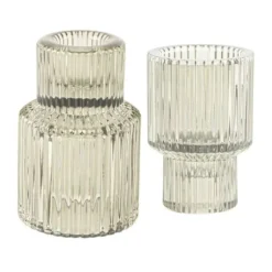 Bougeoir double en verre - Antonio - 5,5 x 8,5 cm - Couleur au choix