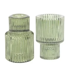 Bougeoir double en verre - Antonio - 5,5 x 8,5 cm - Couleur au choix