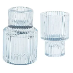Bougeoir double en verre - Antonio - 5,5 x 8,5 cm - Couleur au choix