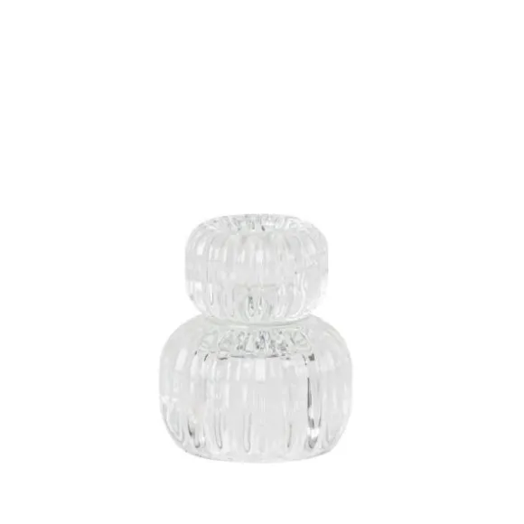 Bougeoir double en verre - Paul - 6,5 x 7,5 cm