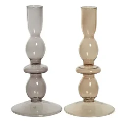 Bougeoir en verre - 18 cm - Couleur au choix