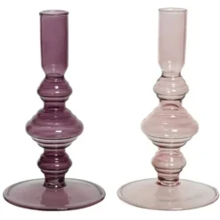 Bougeoir en verre - 16 cm - Couleur au choix
