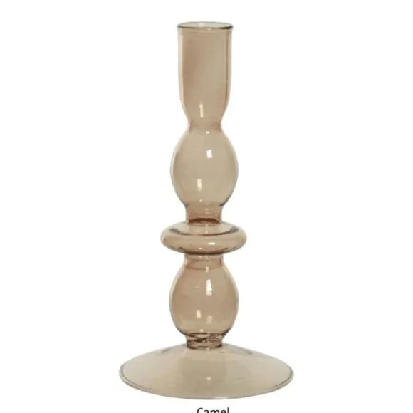 Bougeoir en verre en forme de flacon - 20 cm - Couleur au choix