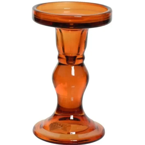 Bougeoir en verre Terracotta - 14 cm