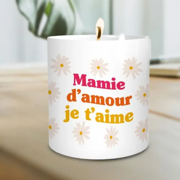 Bougie en céramique "Mamie d'amour je t'aime" - Collection Mamie d'Amour