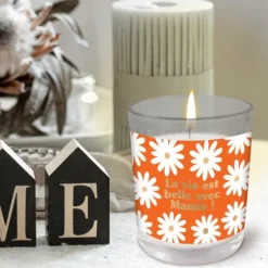 Bougie en verre "La vie est belle avec Mamie !" - Collection Mamie d'Amour
