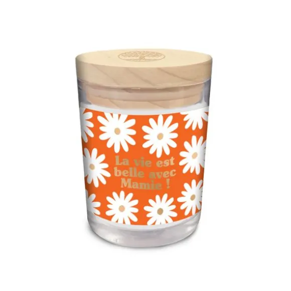 Bougie en verre "La vie est belle avec Mamie !" - Collection Mamie d'Amour