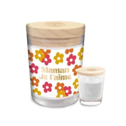 Bougie en verre "Maman je t'aime" - Collection Maman d'Amour