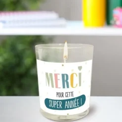 Bougie en verre - Merci pour cette super année - Collection Merci pour cette année