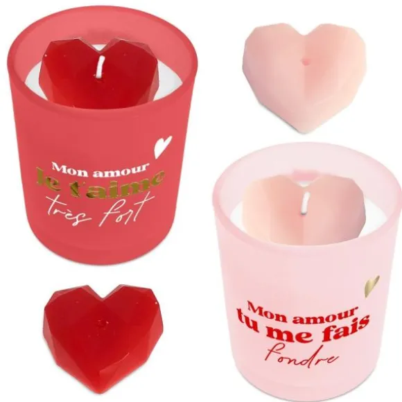 Bougie en verre - Saint-Valentin - Collection Chéri Chérie - Modèle Aléatoire