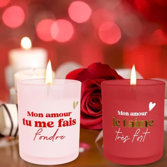Bougie en verre - Saint-Valentin - Collection Chéri Chérie - Modèle Aléatoire