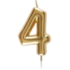 Bougie Métallisée Or sur pique - 9 cm - Chiffre au Choix