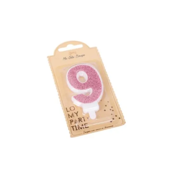 Bougie Paillettes Rose Gold - 7,3 cm - Chiffre au Choix