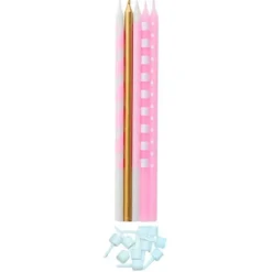 10 Bougies fines Candy Bar - Rose