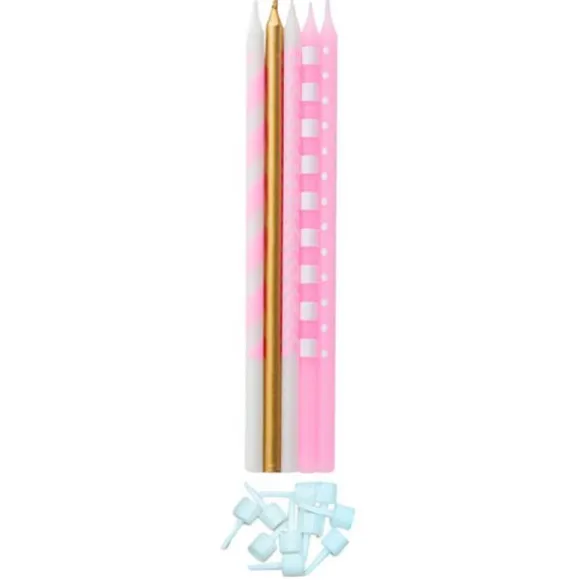 10 Bougies fines Candy Bar - Rose