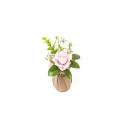 Bouquet Artificiel dans pot en toile de jute - Couleur au choix