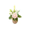 Bouquet Artificiel dans pot en toile de jute - Rose Clair