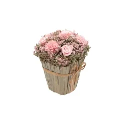 Bouquet Carré Louise avec fleurs séchées et roses
