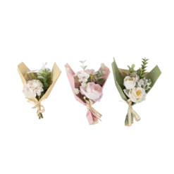 Bouquet de fleurs avec papier et rubans - 8 x 13 cm - Modèle Aléatoire