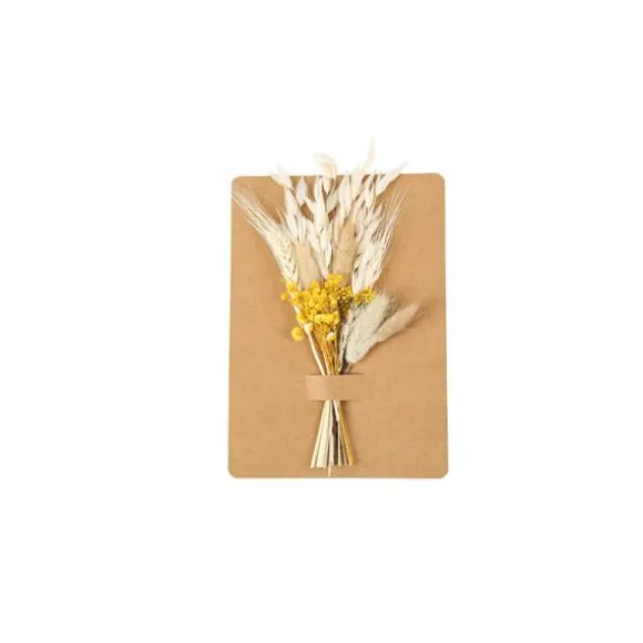Bouquet de fleurs séchées sur carte en kraft - Couleur au choix