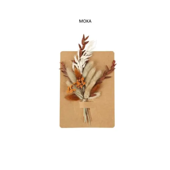 Bouquet de fleurs séchées sur carte en kraft - Couleur au choix