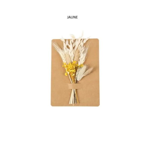 Bouquet de fleurs séchées sur carte en kraft - Couleur au choix