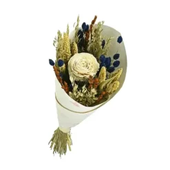 Bouquet de fleurs Sola naturel et bleu - 50 cm