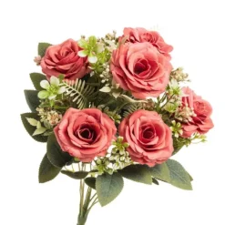 Bouquet de 6 roses avec feuillages