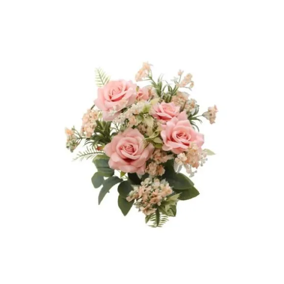 Bouquet de 5 Roses avec feuillage - 40,5 cm - Couleur au choix