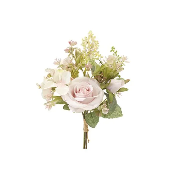 Bouquet de roses, de boutons de roses, d'hortensias et de fleurettes - 30 x 15 cm