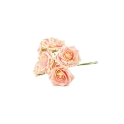 Bouquet de 6 roses en mousse - 9 x 25 cm - Couleur au choix