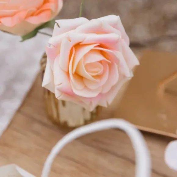 Bouquet de 6 roses en mousse - 9 x 25 cm - Couleur au choix