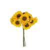 Bouquet de 10 tournesols jaunes sur tige en papier - 2 x 10 cm