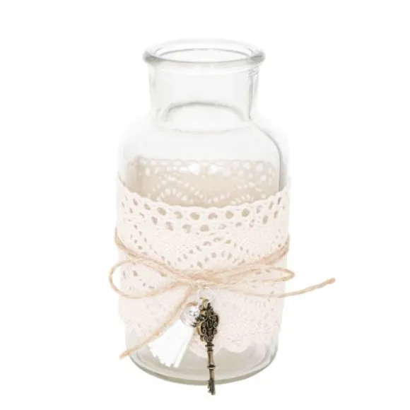 Bouteille avec dentelle et déco