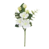 Branche de fleurs blanches et feuillage vert - 15 cm