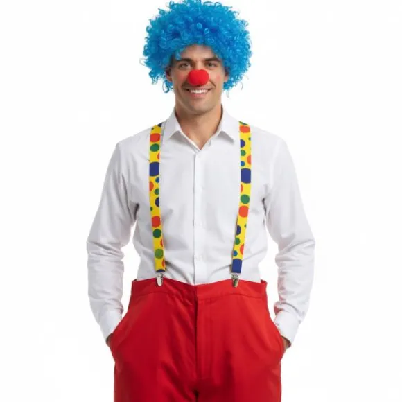 Bretelles jaunes à pois de Clown