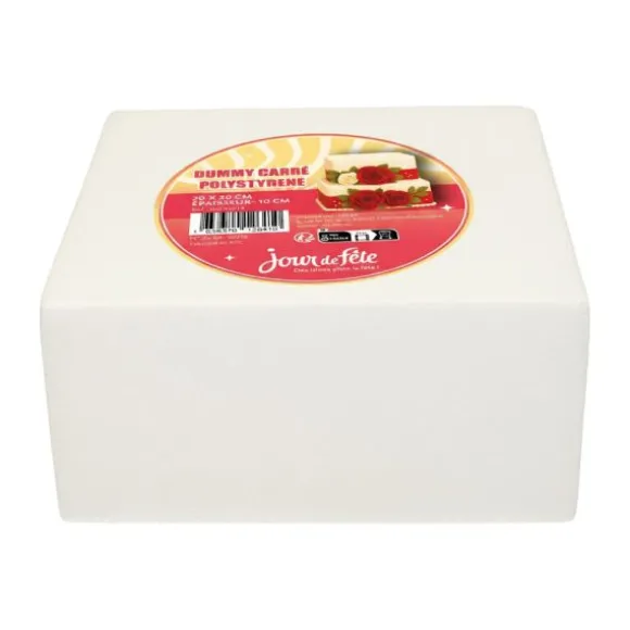 Cake Dummy carré en polystyrène - 20 x 20 x 10 cm