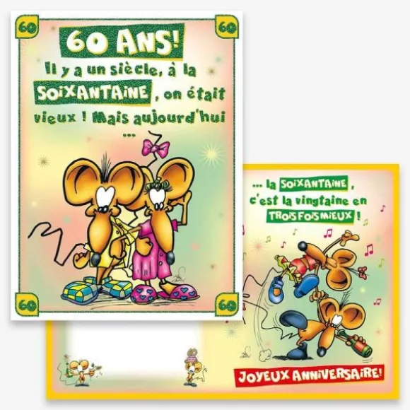 Carte d'Anniversaire Géante avec Enveloppe - 60 ans