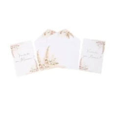 2 Cartes et enveloppes Marraine et Parrain - Collection Pampas, Fleurs de Coton et Or