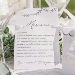 2 cartes "Parrain / Marraine" FSC® - 12,7 x 18 cm - Collection Communion Blanc et Or