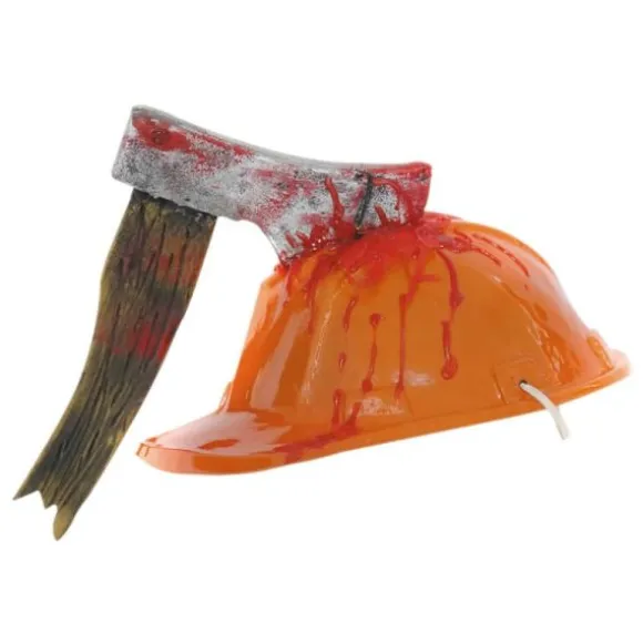 Casque de Chantier avec Hache Sanglante