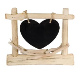 Centre de table ardoise coeur en bois